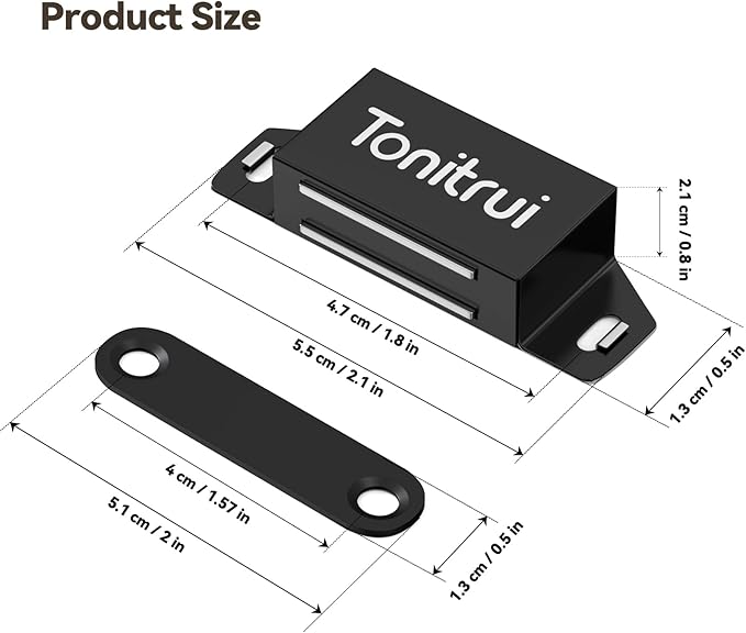 Cabinet Door Magnet, Flat Bottom Cabinet Magnetic Catch with Adhesive, Easy to Install,Only Takes 1 Minute,35lb Magnetic Cabinet Door Drawer Latch(Black, 8Pack)