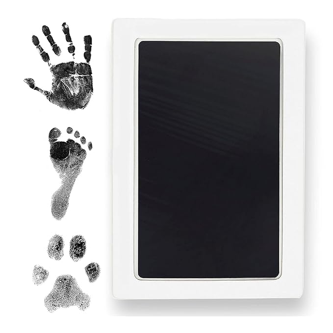 Clean Touch Ink Pad for Baby Handprints and Footprints – Inkless Infant Hand & Foot Stamp – Safe for Babies, Doesn’t Touch Skin – Perfect Family Memory or Gift – Black Print Kit by Tiny Gifts