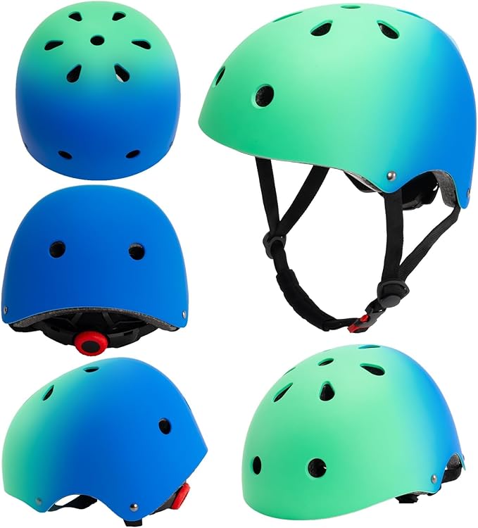Color Gradient Adjustable Kids Bike Helmet Toddler Skateboard Helmets Boys Girls Child Ventilation Helmet for Multi-Sports Skating Cycling Scooter Balance