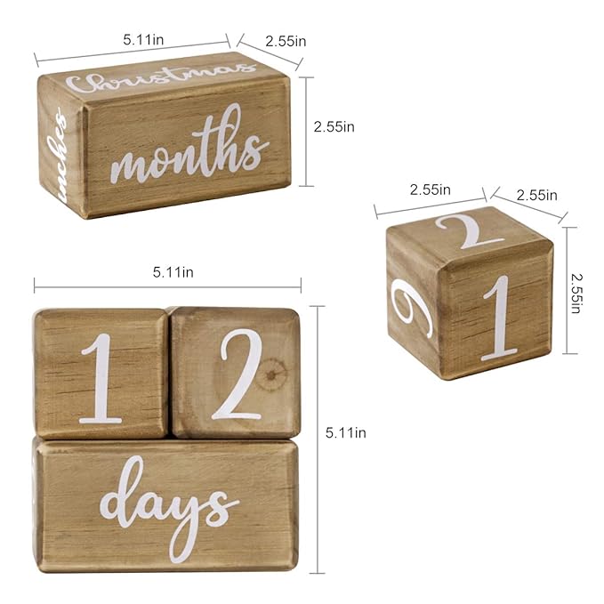 Baby Monthly Milestone Blocks for Boy or Girl, Milestones Age Photo Block Set for Baby Shower, Pregnancy Countdown, 7 Pcs