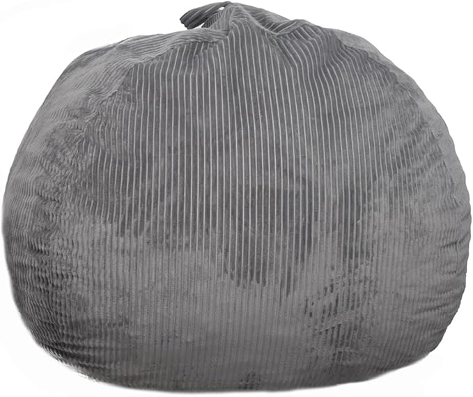 Bean Bag Chair 3Ft Luxurious Faux Rabbit Fur Memory Foam Bean Bag Chairs for Adults/Teens with Filling,Ultra Soft Faux Fur Fabric, Round Fluffy Sofa for Living Room Bedroom College Dorm (Grey)