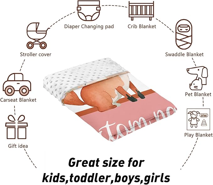 Custom Name Crib Bedding Set - Fox Theme, Personalized Nursery Bedding 3-Piece Set– Soft Blanket, Fitted Sheet, Changing Pad Cover – for Newborns Girls Nursery Gifts