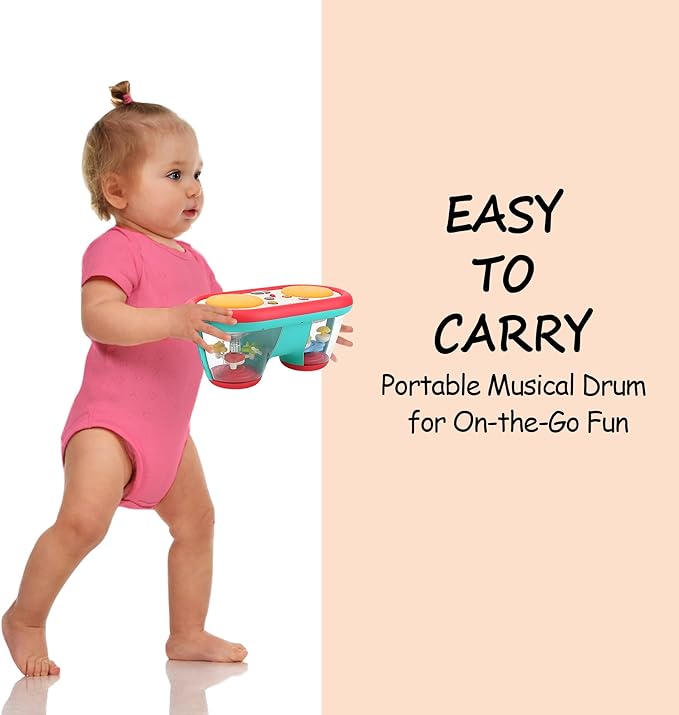 Baby Toys for 6 to 12 Months, Drum Musical Learning Infant Toys Rotating Light Up Toys for 12-18 Months, Tummy Time Toys for Baby 0-3-6-9 Months, Baby Gifts Toys 1 Year Old