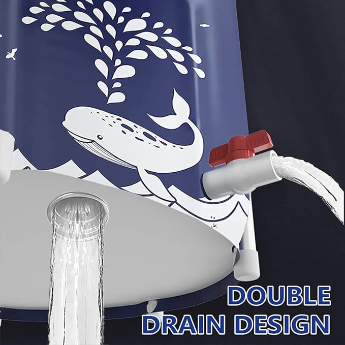 BESTHLS Foldable Bathtub Portable Soaking Bath Tub,Eco-Friendly Bathing Tub for Shower Stall (Blue Whale-1)