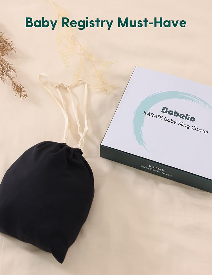 BABELIO Baby Wraps Carrier with Adjustable Buckle, Easy to Wear Lightweight Baby Carrier Newborn, Hands Free Toddler Infant Slings 7-35lbs Black