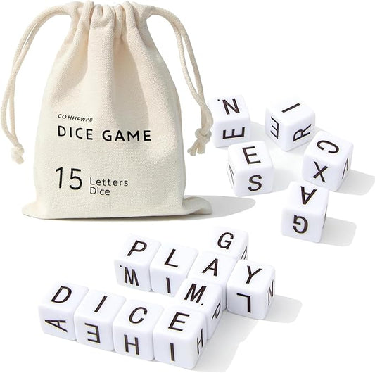 Crossword Dice Game, Word Game, Fun for Family Game Night, Festive Parties, Gatherings & On-The-Go Fun, Crossword Puzzle with 15 Large Letter Dice