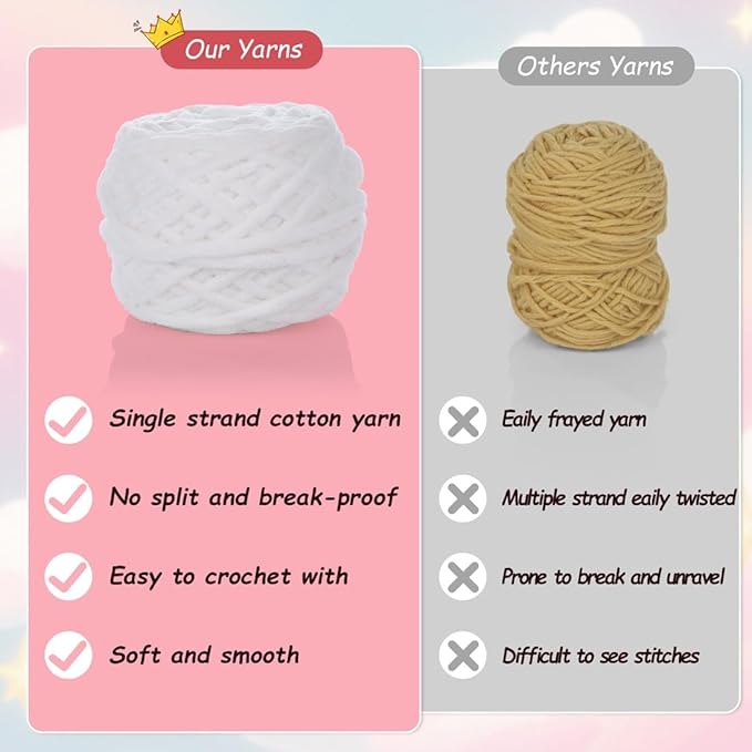 Crochet Animal Kit – 10in Big Adorable COW, Amigurumi Crochet Kit For Intermediate Advanced Level, Kids Knitting Kit With Detailed Videos Tutorials, Yarn, Crochet Hook, Best Gift For Crochet Lovers