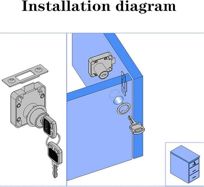 Automatic Lock Tongue Cabinet Drawer Lock 【Keyed Alike】& Forstner Drill Bit Furniture Locker Lock Showcase Lock Drilling Diameter 3/4"/19mm for (3/5"-/15mm -7/8"-/22mm) Door Panel
