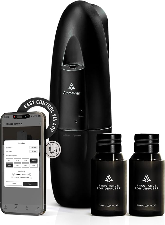 AromaPlan Authentic 2025 Upgraded Plug in Waterless Diffuser (2 Fragrances Included) -Cold Air & Nanotechnology Diffusers for Home & Office- Silent Wall Diffuser Plug in (1 Device +2 Scents)