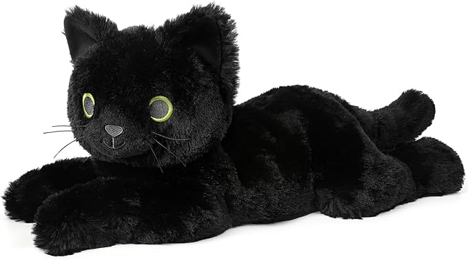 Black Cat Stuffed Animals, Microwavable Stuffed Animal Adorable Fluffy Cat Plush for Warmth & Comfort, Heatable Coolable Lavender Scent Cat Toy, Cute Soft Plushies Cat Gifts for Kids Boy Girls & Adult