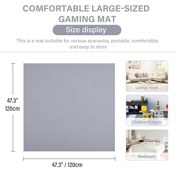 Baby Play Mat 48"x48" – Thick, Non-Slip Foam Mat for Babies and Toddlers. Foldable, Scrubbable, Odorless, and Soft, Ideal for Playpens, Crawling, and Indoor Playtime-Grey