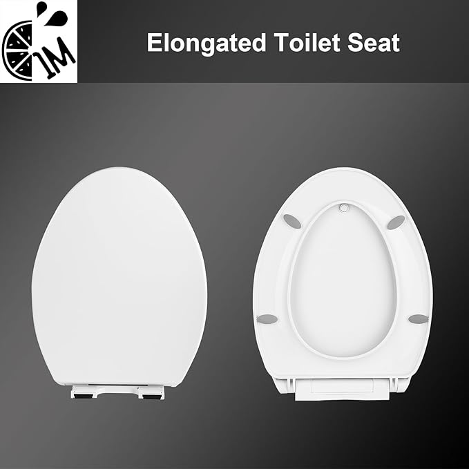 1M Soft Close Toilet Seat Elongated, Patented Quick Releasing for Easy Cleaning, Anti-Wiggling Design, Easy Installation