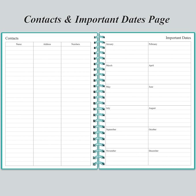 Daily Planner Undated - B5 To Do List Notebook Hourly Schedules, Spiral Appointment Planner for Women and Men, PVC Hardcover, Inner Pocket, Elastic Closure, 7" x 10", Teal