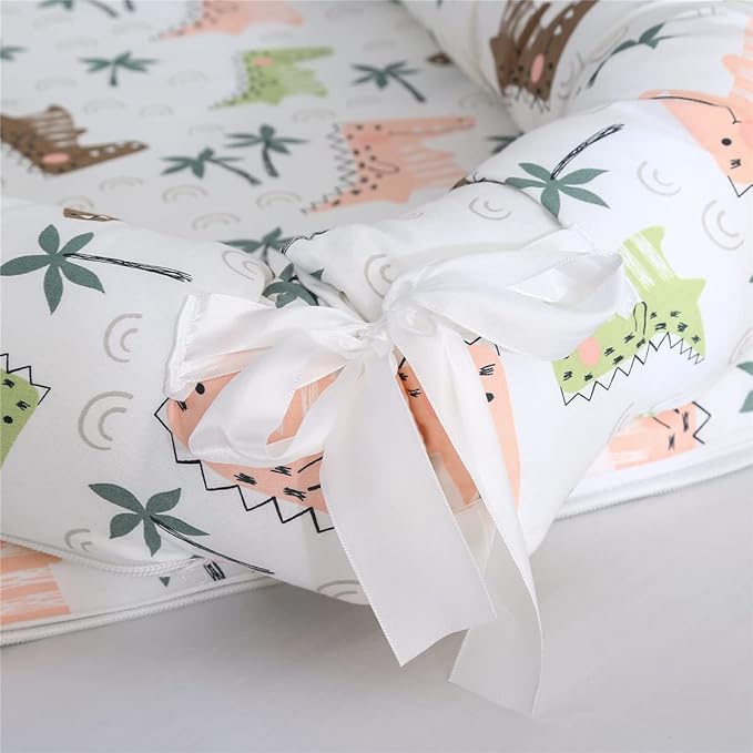 Baby Lounger for Newborn Portable Bag,Baby Lounger Play Mat Awake-Time,Newborn Babies Essentials Gifts 0-24 Months Home Travel(Crocodile Jungle)