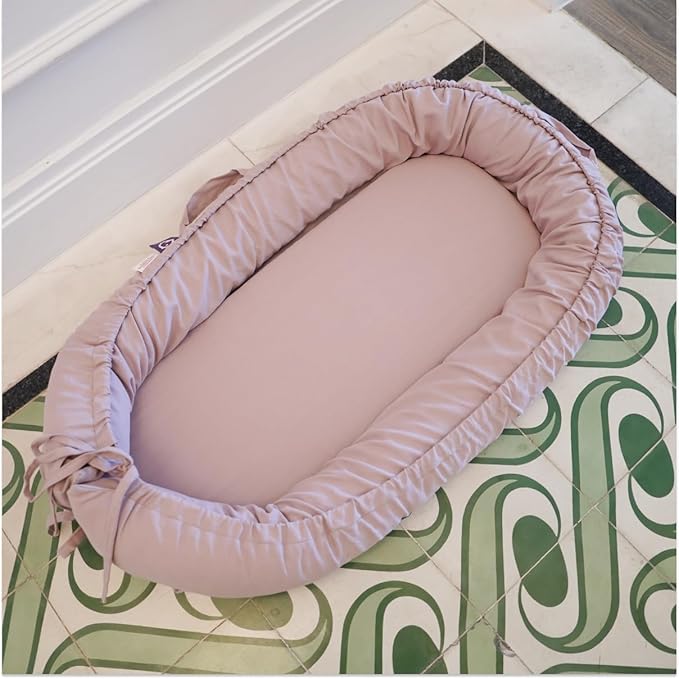 Infant Lounger, Baby Nest Cover for Baby Girls & Boys, Newborn Essentials for Baby 0-12 Months, 100% Cotton Breathable, Co Sleeper Portable Travel Bed (LavenderBlush, Cotton)