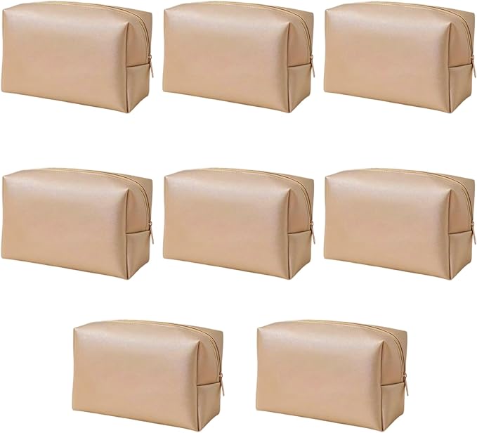 Bridesmaid Proposal Gifts Letter Cosmetic makeup bag bulk for Wedding Party Favors Bachelorette party decorations Toiletry Organizer Bag Makeup Case Gift (8, Gold)