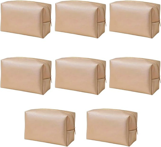 Bridesmaid Proposal Gifts Letter Cosmetic makeup bag bulk for Wedding Party Favors Bachelorette party decorations Toiletry Organizer Bag Makeup Case Gift (8, Gold)