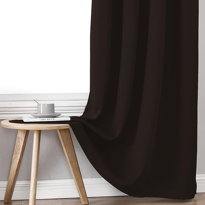 ChrisDowa 100% Blackout Curtains 120 inch Long for Bedroom with Black Liner, 2 Thick Layers Total Blackout Thermal Insulated Grommet Long Window Curtains 2 Panels Set (Brown, 52 x 120 Inch)