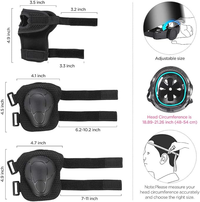 DaCool Kids Bike Helmet Set Skateboard Knee Pads - Kids Helmet Elbow Pads Wrist Guards Adjustable for 3~10yrs Girl Boy Kids Protective Gear Set for Sport Cycling Bike Roller Skating Scooter