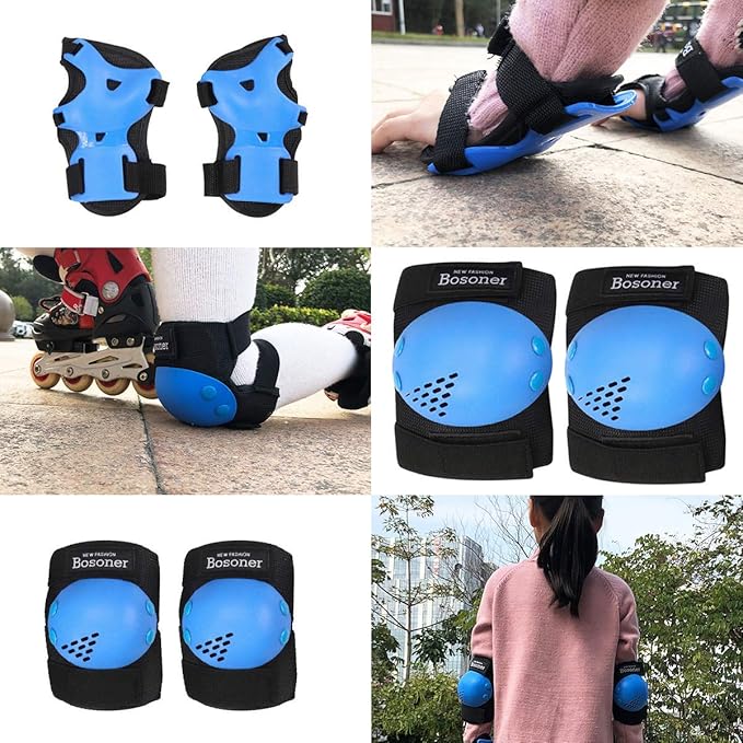 BOSONER Kids/Youth Knee Pad Elbow Pads for Roller Skates Cycling BMX Bike Skateboard Inline Rollerblading, Skating Skatings Scooter Riding Sports