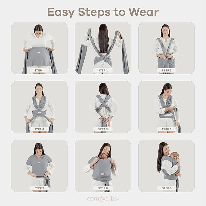 Comfy Cubs Baby Wrap Carrier - Soft & Secure Fit Cotton Blend Baby Carrier Newborn to Toddler - Hands-Free & Lightweight Infant Wrap - Adjustable, One Size Fits All Toddler Sling - Blush