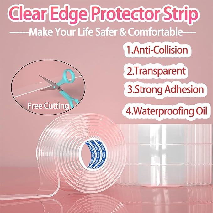 Clear Soft Corner Protectors for Furniture Strip,1.4in x13FT,Sharp Edge & Table Bumper,Window Edge,Wall Protector, Soft Corner Guards Safe for Proof,Table Corner Protectors in Family