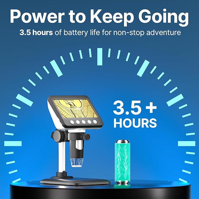 Coin Microscope, 4.3" LCD USB Digital 1000X Coin Magnifier with 8 Adjustable LED Lights, 1080P PC View Compatible with Windows/MacBook for Adults Kids