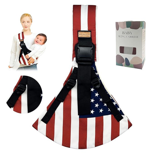 Baby Sling Carrier,Toddler Carrier,Upgraded 2025 Baby Sling with 4 Adjustable Straps(10-30lbs),Lightweight,Portable and One Size Fits All(Flag)