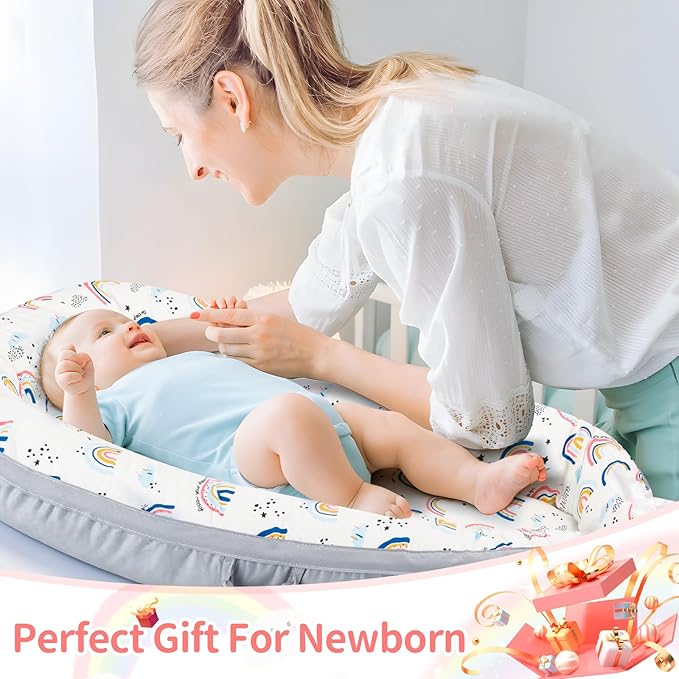 Baby Lounger- Baby Nest for 0-24 Months, Ultra Soft Organic Cotton Breathable & Portable Baby Lounger, Baby Lounger Pillow for Newborn