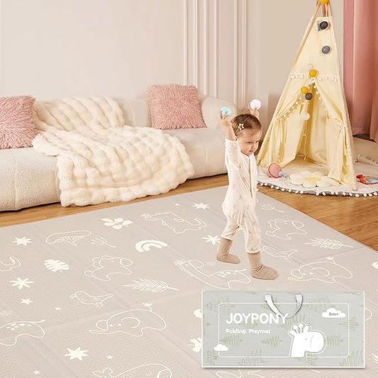Baby Play Mat, 71x59 Inch Foldable Play Mats for Babies and Toddlers, Waterproof & Anti-Slip Portable Baby Floor Mat for Tummy Time, Baby Mat for Floor with Travel Bag for Indoor Outdoor