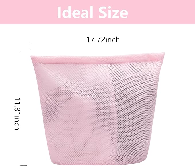 2 Pcs laundry bag with handles mesh laundry bags washing machine laundry totes travel storage and sorting bag for Clothes laundry bag for delicates(Pink2N)