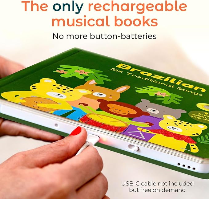 Cali's Books Brazilian Nursery Rhymes Book - Sound Books for Toddlers 1-3 Years Old - Interactive & Educational Music Toys for Bilingual Children with Lyrics & Translations - Musical Gifts for Kids