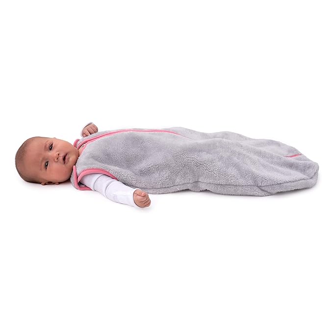 baby deedee Sleep Nest Teddy Baby Sleeping Bag, Gray Bubble Gum, Large (18-36 Month)
