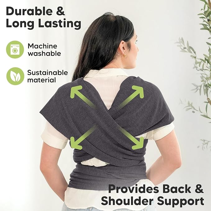 KeaBabies Baby Wrap Carrier - All in 1 Original Baby Carrier Newborn to Toddler Sling, Easy to Wear, Hands Free Bonding, Lightweight, Breathable Infant Wraps (Mystic Gray)