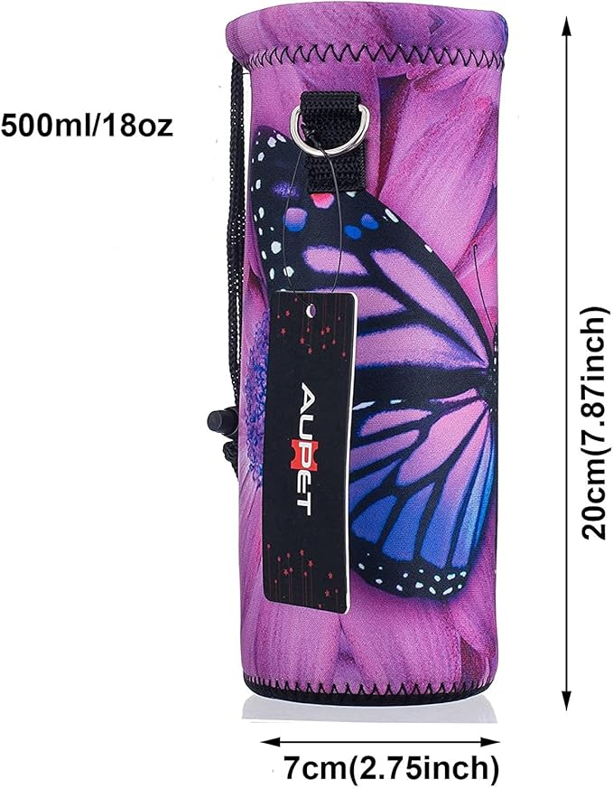 AUPET Water Bottle Sling Bag Carrier Crossbody Sleeve,Insulated Neoprene Bottle Case Holder Pouch Cover 500ML/17oz with Shoulder Strap for Walking Women Men