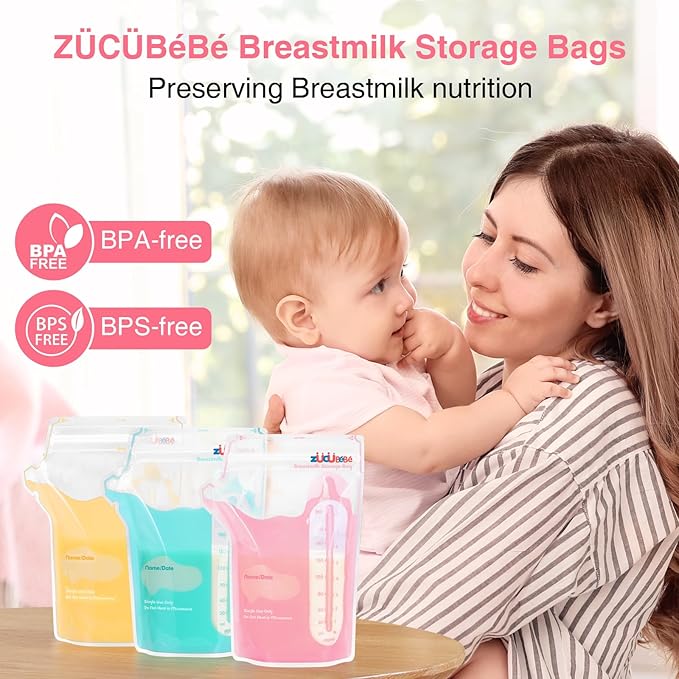 Breastmilk Storage Bags(180 Count)，8oz Milk Storage Bags for Breastfeeding，BPA Free with Easy Pour Spout, Self Standing, for Refrigeration and Freezing