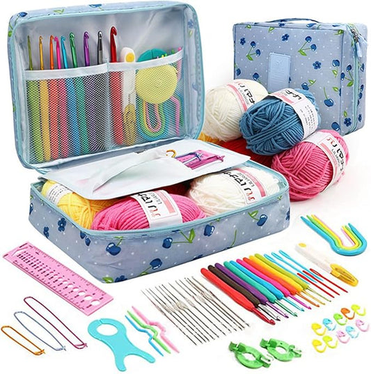 ARMINACO Crochet Kit for Beginners & Adults – 59pcs Complete Starter Set with Ergonomic Hooks (0.6-6.0mm), Yarn, Tools & Travel Bag – Craft Gift for Women, Teens & Seniors