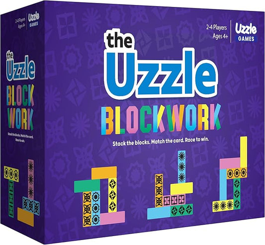 Blockwork by Uzzle Games - Fast-Paced Family Board Game - Multiple Difficulty Levels - Enjoyable and Challenging Puzzle Game – 2 to 4 Players – A Complete Family Night Fun Package - for Ages 4+
