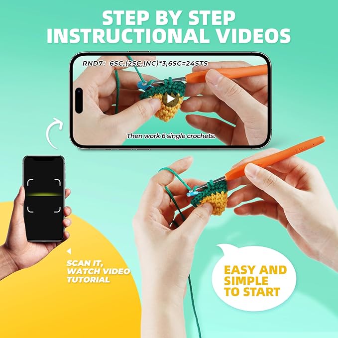 Crochet Kit for Beginners, Learn to Crochet, Include Easy Knitting Soft Yarn, Step-by-Step Video Tutorial, Hook, Holiday Birthday Gift for Adults and Kids(2 Pack Ducks)