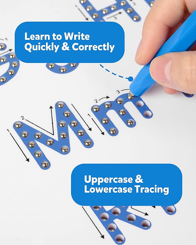 Coogam Magnetic Letters Practicing Board, Magnets Tracing ABC Alphabet Board Learning to Write Uppercase&Lowercase Educational Toy Fine Motor Montessori Gift for 3 4 5 Years Old Preschool Kids