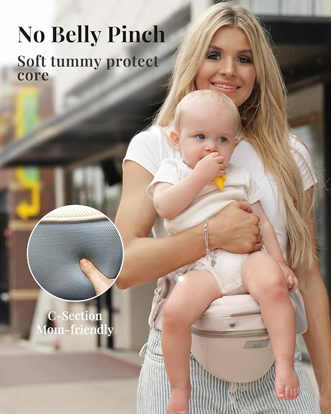 Baby Carrier Pro, MOMTORY Safety-Certified 6-in-1 Ultra Storage Baby Carrier Newborn to Toddler, Front & Back Baby Holder Carrier with Hip Seat, Soft Pink