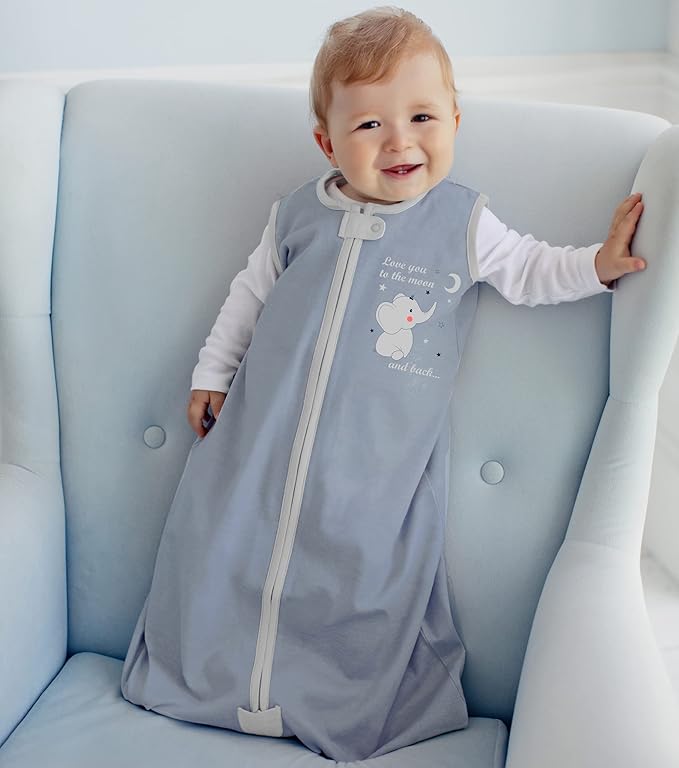 Baby Sleep Sack 1.0 TOG, Organic Cotton Baby Wearable Blanket with Two-Way Zipper, Swaddle Transition Baby Sleeping Bag, All-Season Sleep Sack for Newborn Infant Toddler Boy Girl, 12-18 Months, 1-Pack
