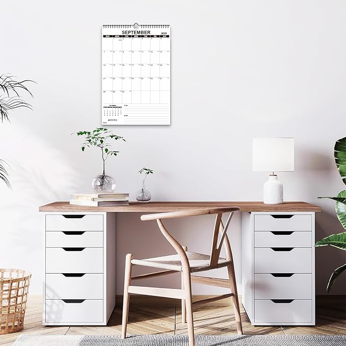 2025-2026 Wall Calendar, 17" x 12" Academic Calendar, Monthly Calendar with Wire Binding & Hanging Hook, Large Wall Calendar, Desk Calendar