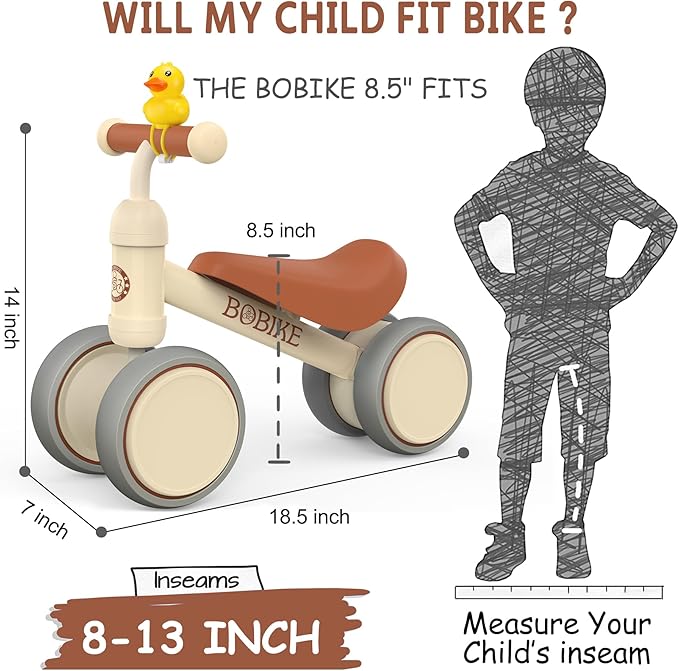Baby Balance Bike Toys for 12-36 Months Kids Toy Boy and Girls Gifts Toddler Best First Birthday Gift Children Walker No Pedal Infant 4 Wheels Bicycle (Classic, White)