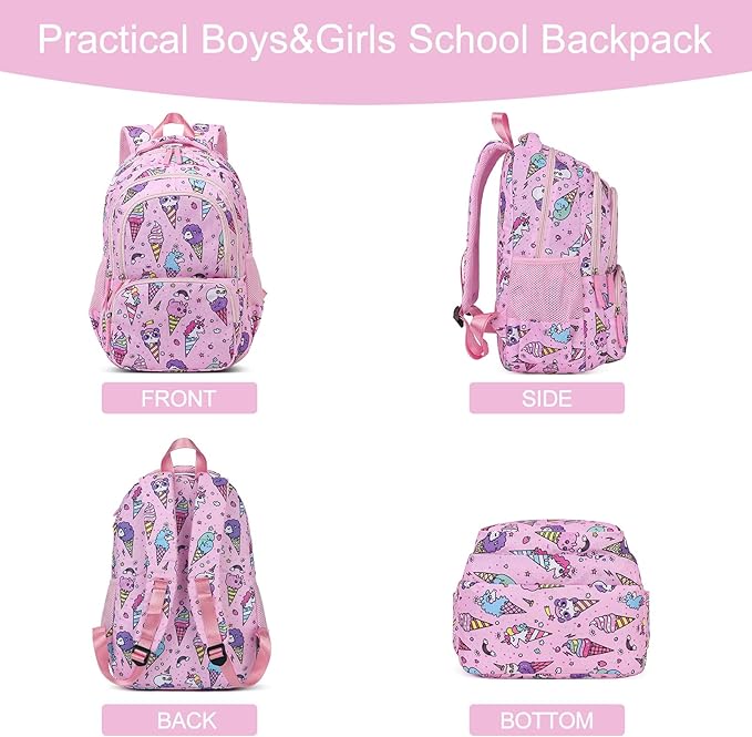 CLUCI Kids Backpack for Girls Bookbags Preschool Backpack Toddler Daycare School Bag Elementary Kindergarten Lightweight Waterproof Pink Unicorn