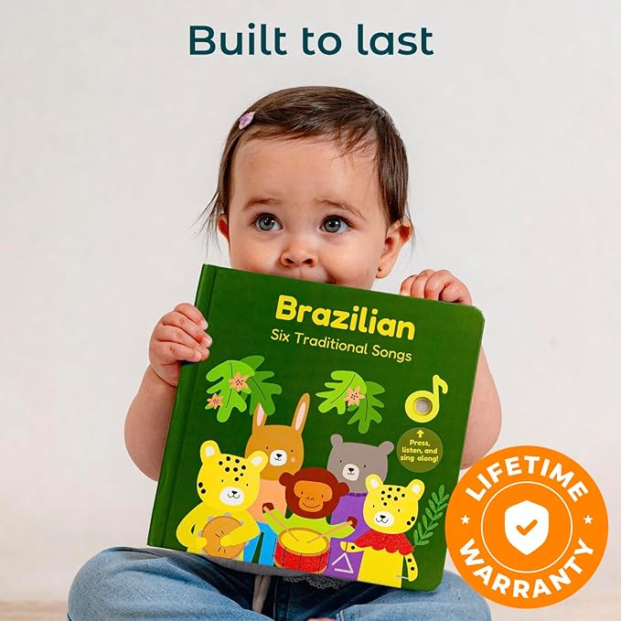 Cali's Books Brazilian Nursery Rhymes Book - Sound Books for Toddlers 1-3 Years Old - Interactive & Educational Music Toys for Bilingual Children with Lyrics & Translations - Musical Gifts for Kids