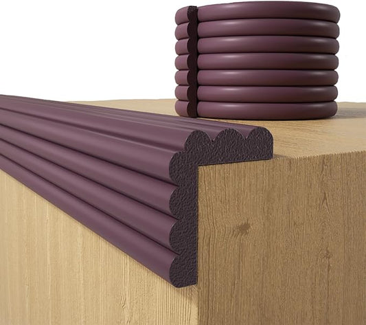 Baby Proofing Wall Corner Protector,Edge Guard Corner Protector,6.56ft Thinken Soft Corner Protectors Pre-Taped Soft Rubber Foam Edge Cushion for Furniture (Brown, 6.56Ft x 7.8" W x 0.47" Th)