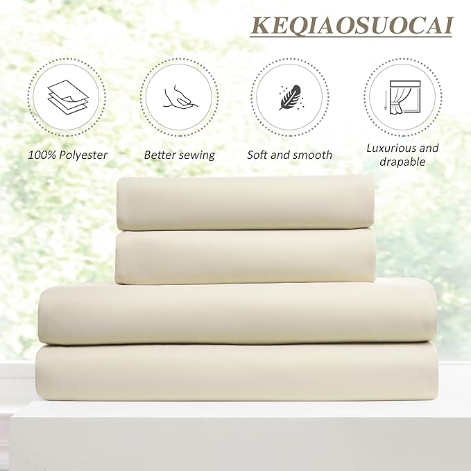KEQIAOSUOCAI Pleat Patio Sliding Door Curtains 100 Wide x 90 Long Cream Beige Drapes 2 Panels Room Divider Curtain,Wide Width Thermal Insulated Room Darkening Window Treatment for Living Room