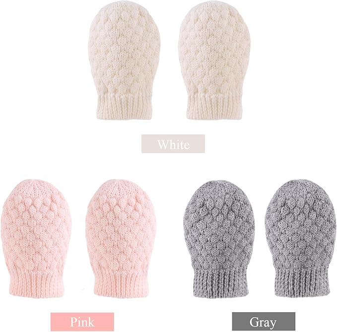 Baby Knit Mittens Toddler Boys Girls Gloves Winter Infant Newborn No Scratch Mitten 0-3 Years