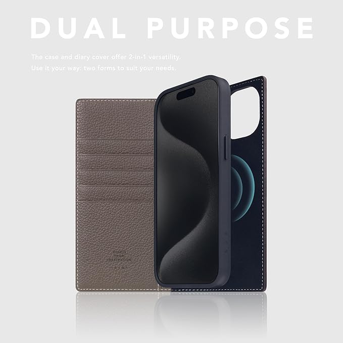 D8 Full Grain Leather Wallet Case for iPhone 15 Plus - [2-in-1] Handcrafted Detachable Diary Style with Magnetic MagSafe Back Cover, Gift Box Included (Etoffe Cream)